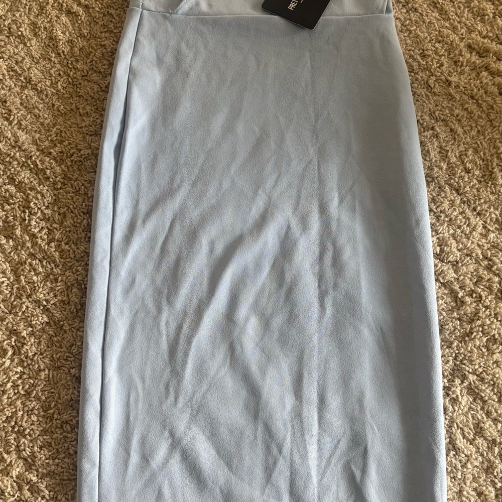 NWT- PrettyLittleThing Pastel Blue Dress with stretch, 4